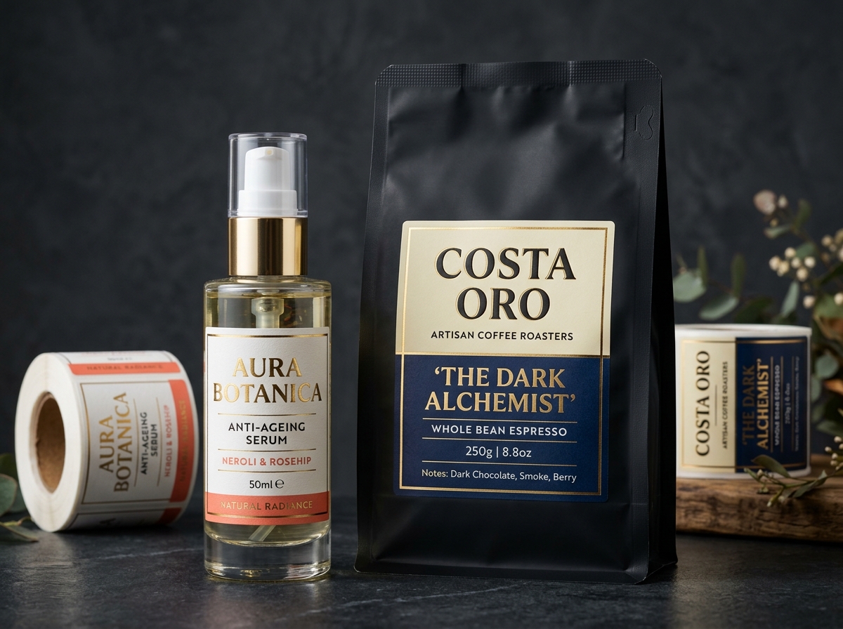 Etiquetas Adhesivas en Rollo para Alimentos y Bebidas